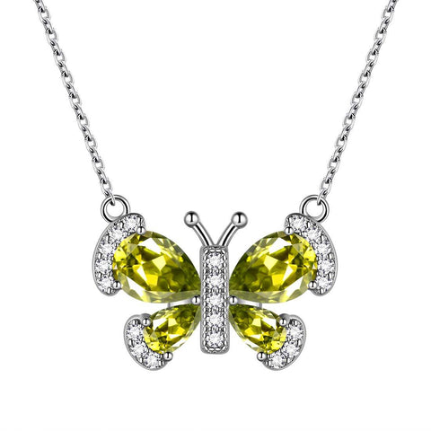0.4 Carat 14K Gold Flutter Fly Peridot Necklace For Sale | Galaxy Gold Inc.